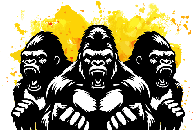 群れで連携！ゴリラ集団サポート